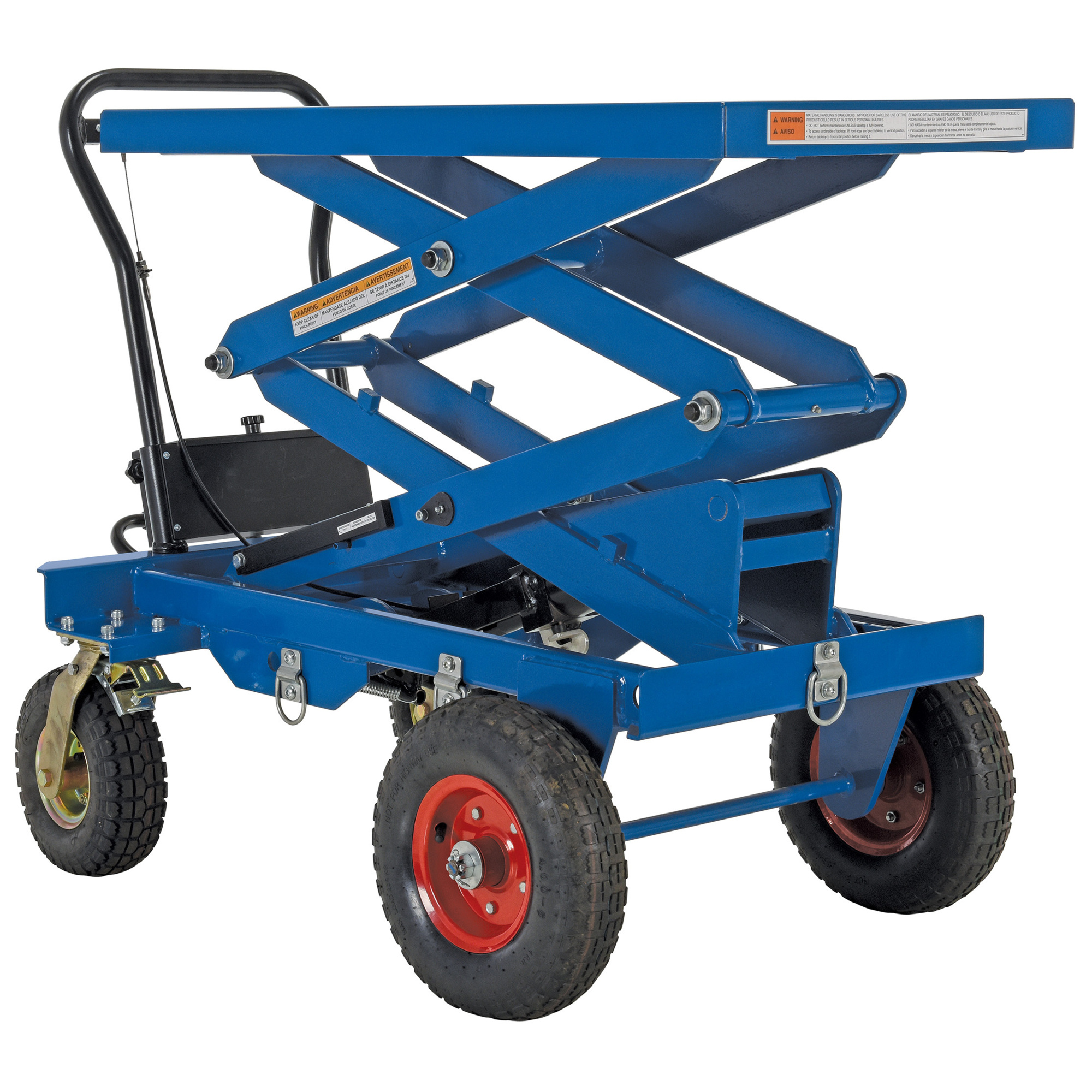 Vestil Rough Terrain Elevating Cart - 600-Lb. Capacity, 21.5in. to 67in. Height, Pneumatic Tires, Model# CART-PN-600-D
